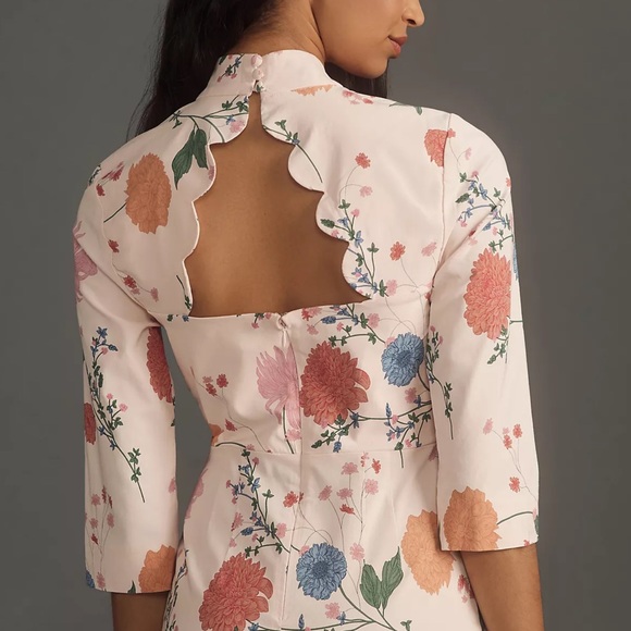 NWT Anthropologie Maeve Mock Neck Scallop Mini Dress Pink Size 6 - Picture 3 of 3